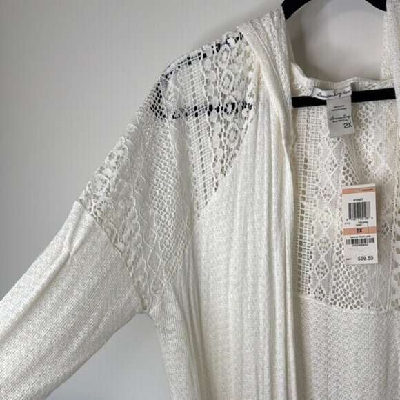 American Rag Cie Women White Lace Cardigan Plus Size 2X - Picture 7 of 11